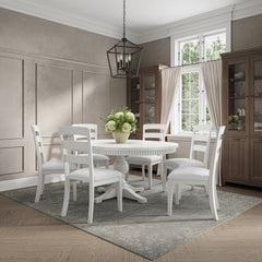 Westport White 66 Oval Dining Table & 6 Ladderback Chairs - Ornate Home