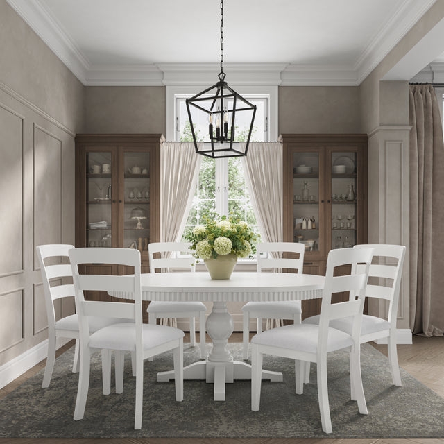 Westport White 66 Oval Dining Table & 6 Ladderback Chairs - Ornate Home