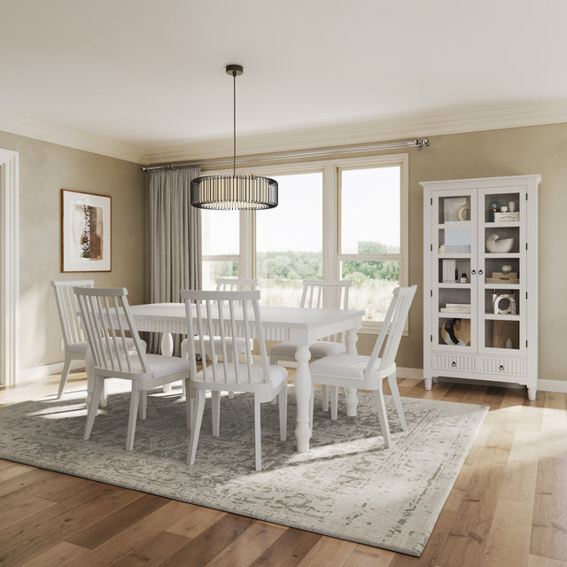 Westport White 72 Rect. Dining Table & 6 Dowel Back Chairs - Ornate Home
