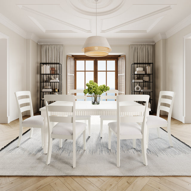 Westport White 72 Rect. Dining Table & 6 Ladderback Chairs - Ornate Home