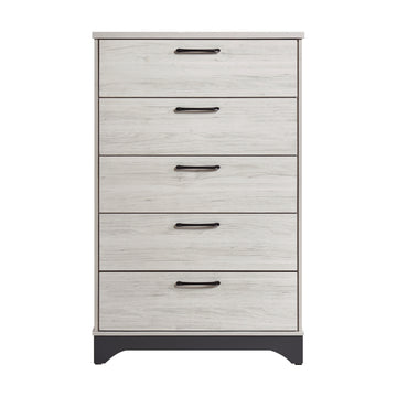 Westport White Oak/Beige 5-Piece Twin Bedroom Set - Ornate Home