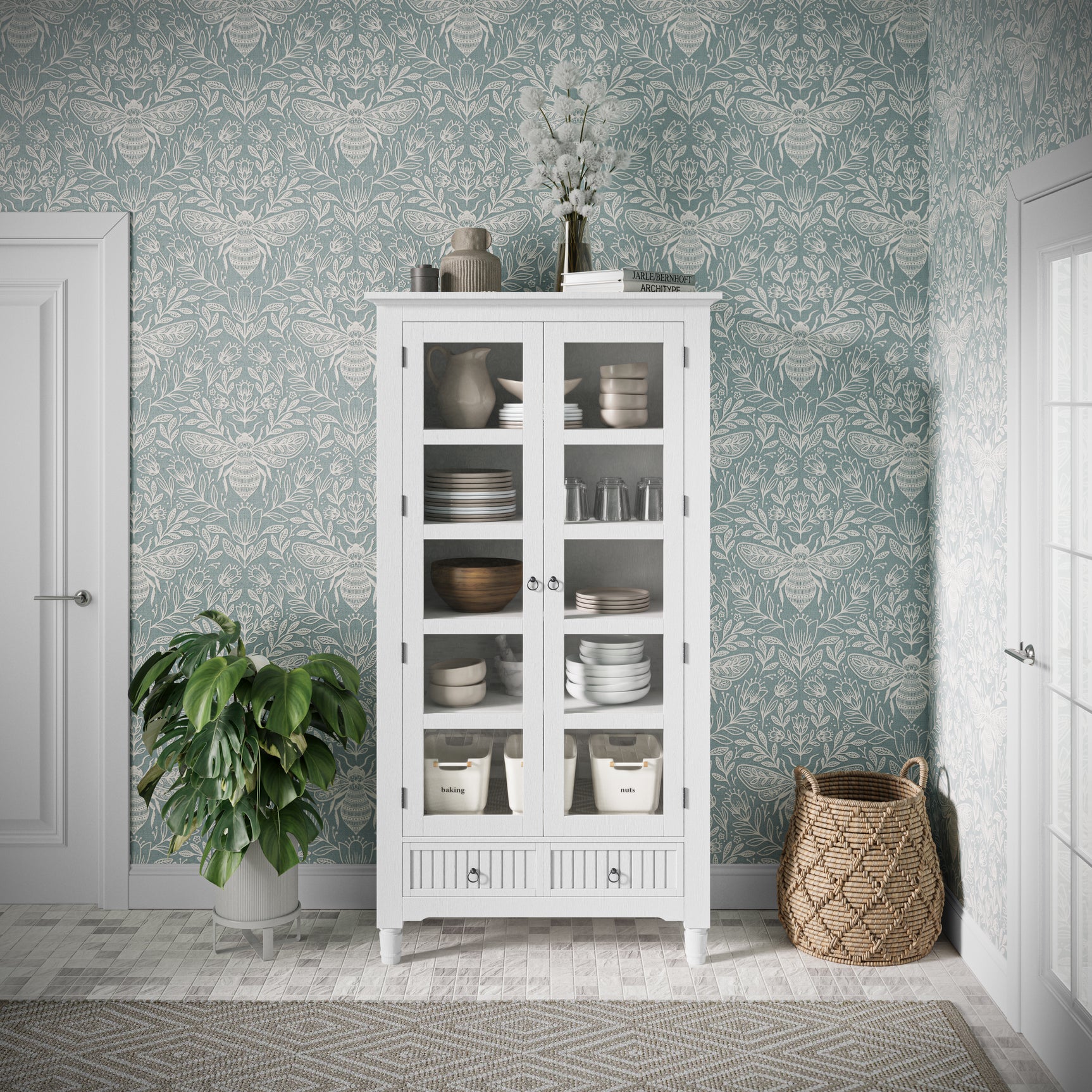 Westport White Tall Display Cabinet - Ornate Home