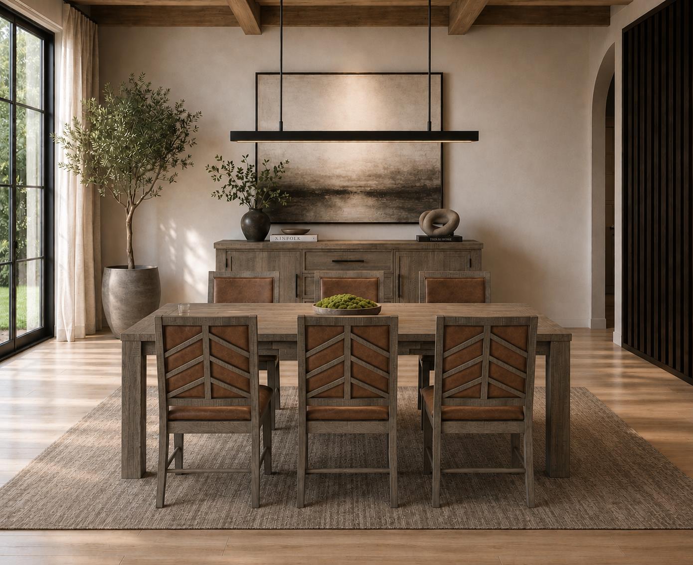 Westvale Natural/Brown 84 Dining Dining Table w/ 6 Chair - Ornate Home