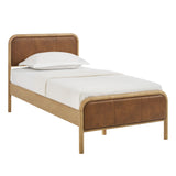 Wexford Light Oak Canyon Vegan Leather Platform Bed