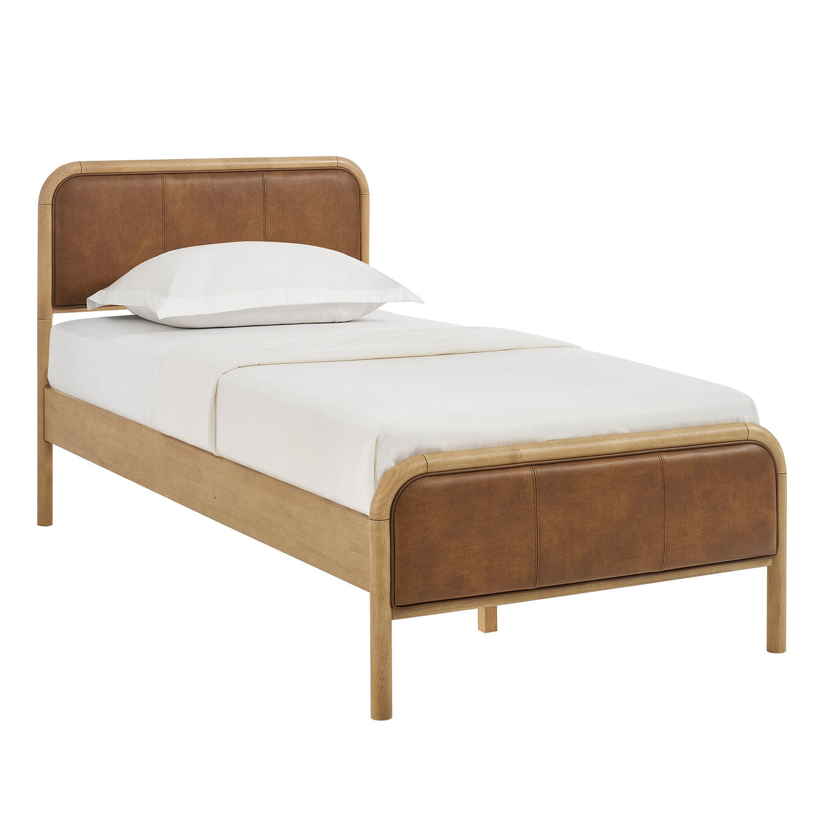 Wexford Light Oak Canyon Vegan Leather Platform Bed