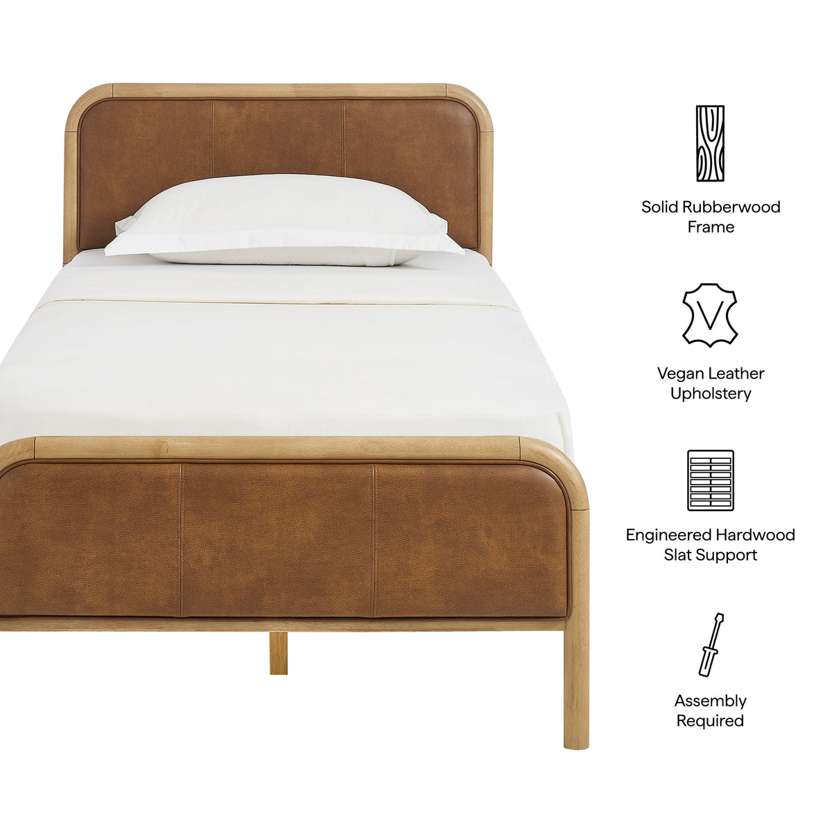 Wexford Light Oak Canyon Vegan Leather Platform Bed