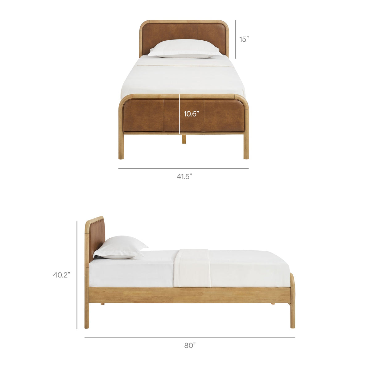 Wexford Light Oak Canyon Vegan Leather Platform Bed