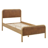 Wexford Light Oak Canyon Vegan Leather Platform Bed