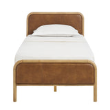 Wexford Light Oak Canyon Vegan Leather Platform Bed