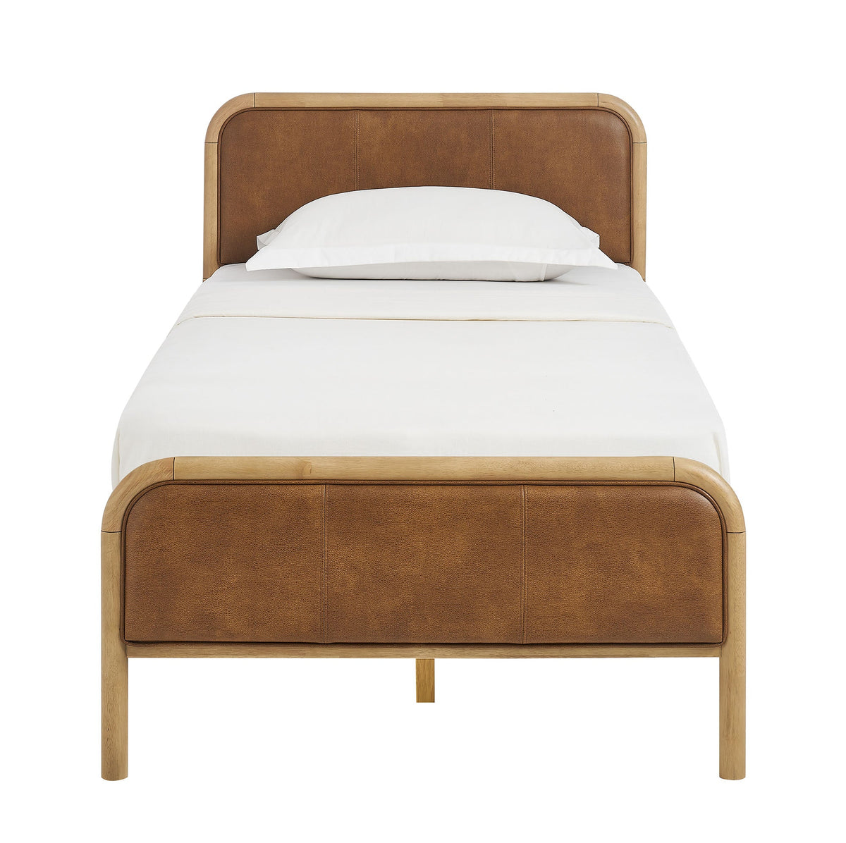 Wexford Light Oak Canyon Vegan Leather Platform Bed