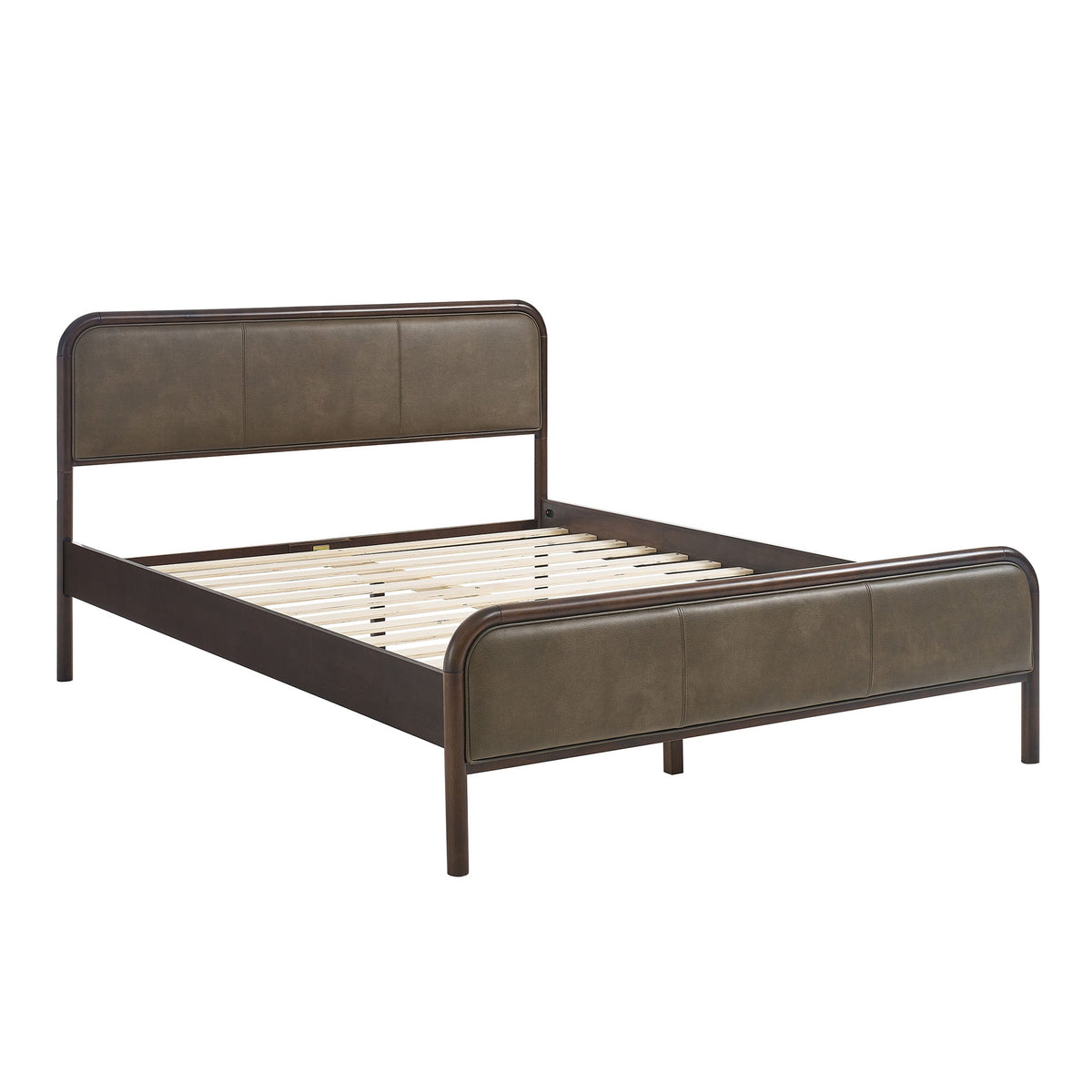 Wexford Wenge Mustard Vegan Leather Platform Bed - Ornate Home