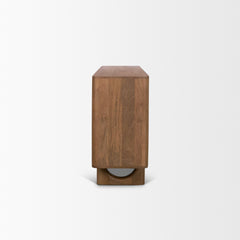 Wexlan Brown Solid Wood with Leather Weave 4 Door Closed Sideboard