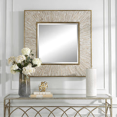 Wharton Gold/Woodtone/Whitewashed Square Mirror - Ornate Home