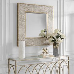 Wharton Gold/Woodtone/Whitewashed Square Mirror - Ornate Home