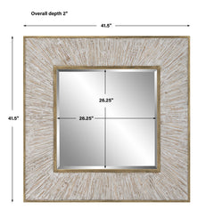 Wharton Gold/Woodtone/Whitewashed Square Mirror - Ornate Home