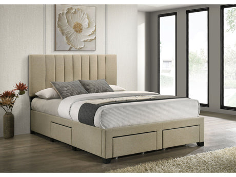 Wheatland Light Brown 4-drawer Upholstered Eastern King Storage Bed - Ornate Home