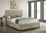 Wheatland Light Brown 4-drawer Upholstered Queen Storage Bed - Ornate Home