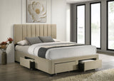 Wheatland Light Brown 4-drawer Upholstered Queen Storage Bed - Ornate Home