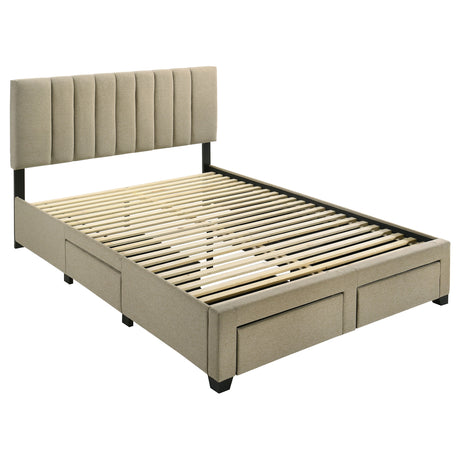 Wheatland Light Brown 4-drawer Upholstered Queen Storage Bed - Ornate Home