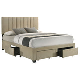 Wheatland Light Brown 4-drawer Upholstered Queen Storage Bed - Ornate Home
