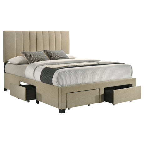 Wheatland Light Brown 4-drawer Upholstered Queen Storage Bed - Ornate Home