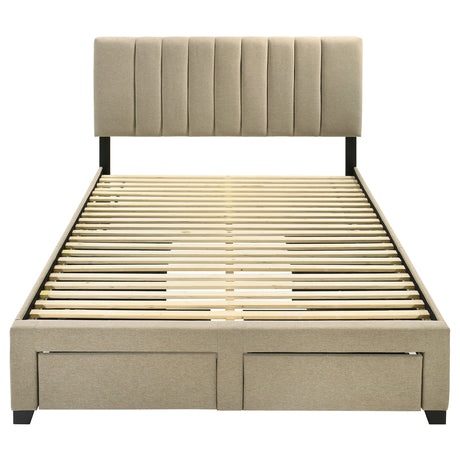 Wheatland Light Brown 4-drawer Upholstered Queen Storage Bed - Ornate Home