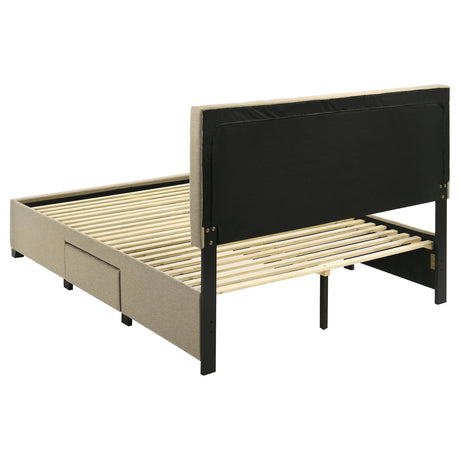 Wheatland Light Brown 4-drawer Upholstered Queen Storage Bed - Ornate Home