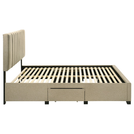 Wheatland Light Brown 4-drawer Upholstered Queen Storage Bed - Ornate Home