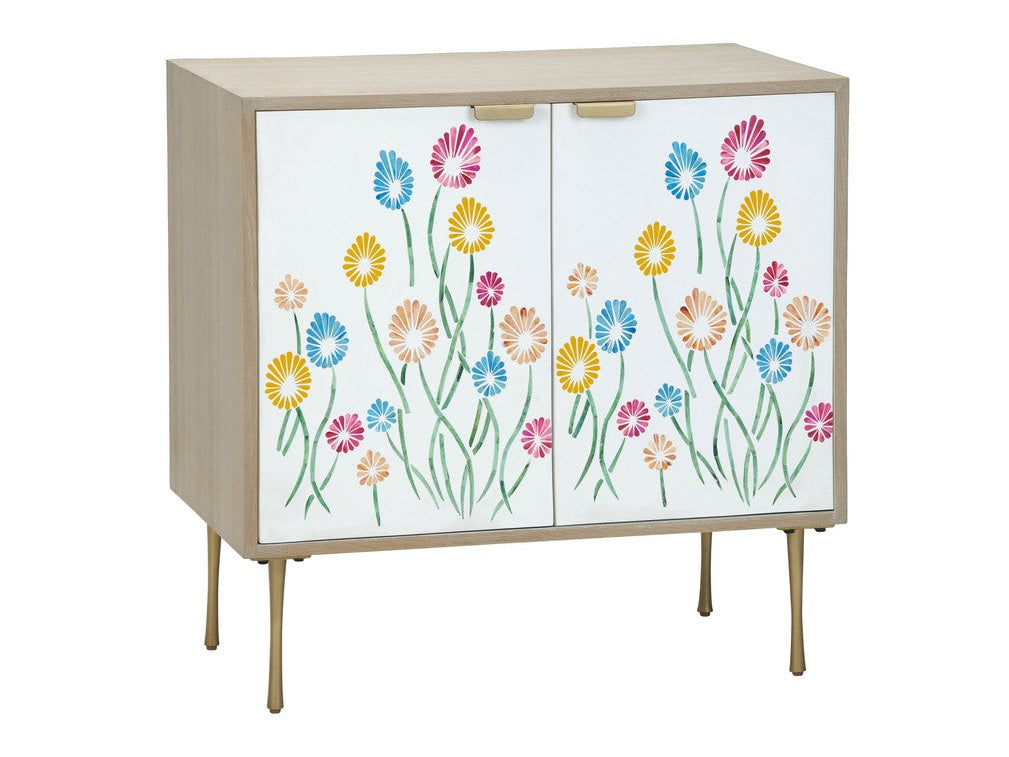 Whimsy Tan/White Two-Door Cabinet - Ornate Home