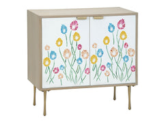 Whimsy Tan/White Two-Door Cabinet - Ornate Home