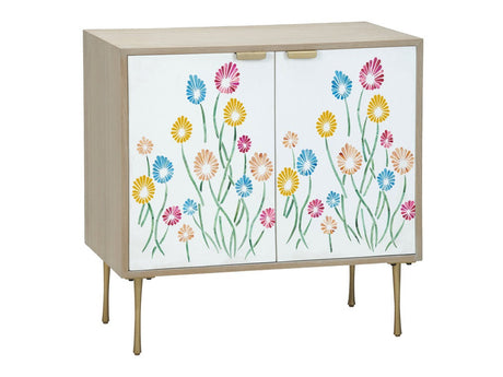 Whimsy Tan/White Two-Door Cabinet - Ornate Home
