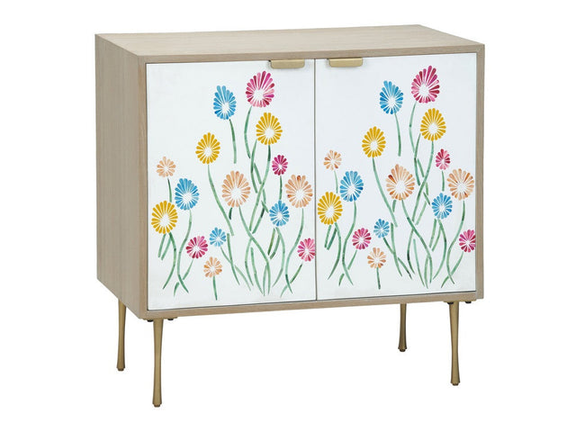 Whimsy Tan/White Two-Door Cabinet - Ornate Home