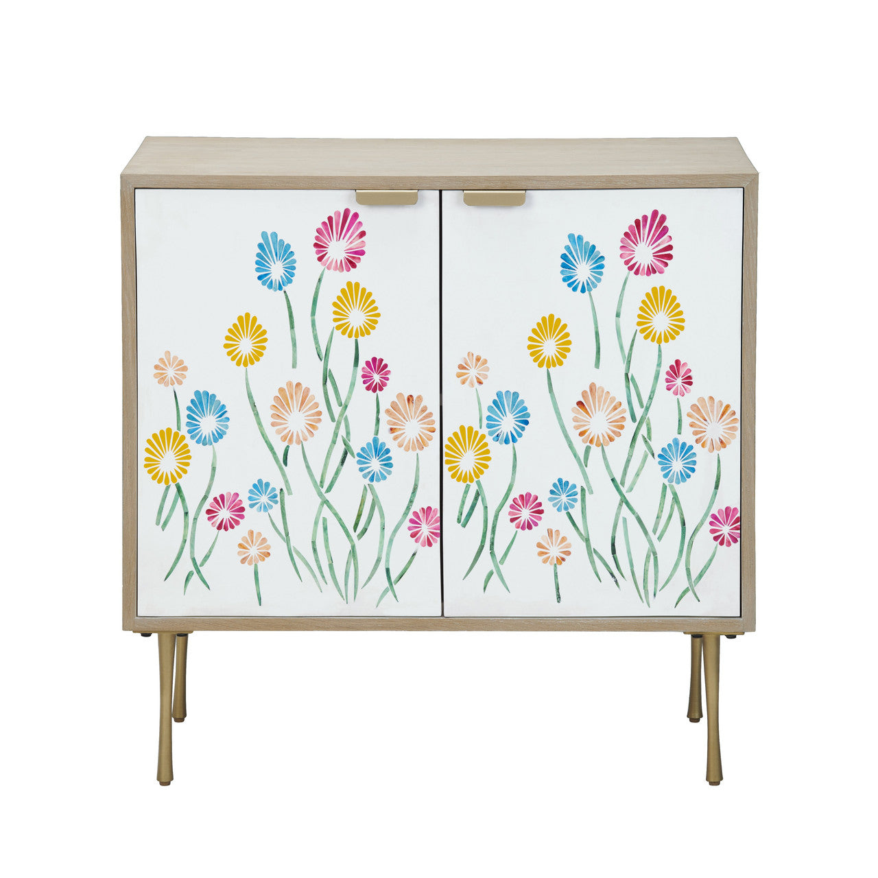 Whimsy Tan/White Two-Door Cabinet - Ornate Home
