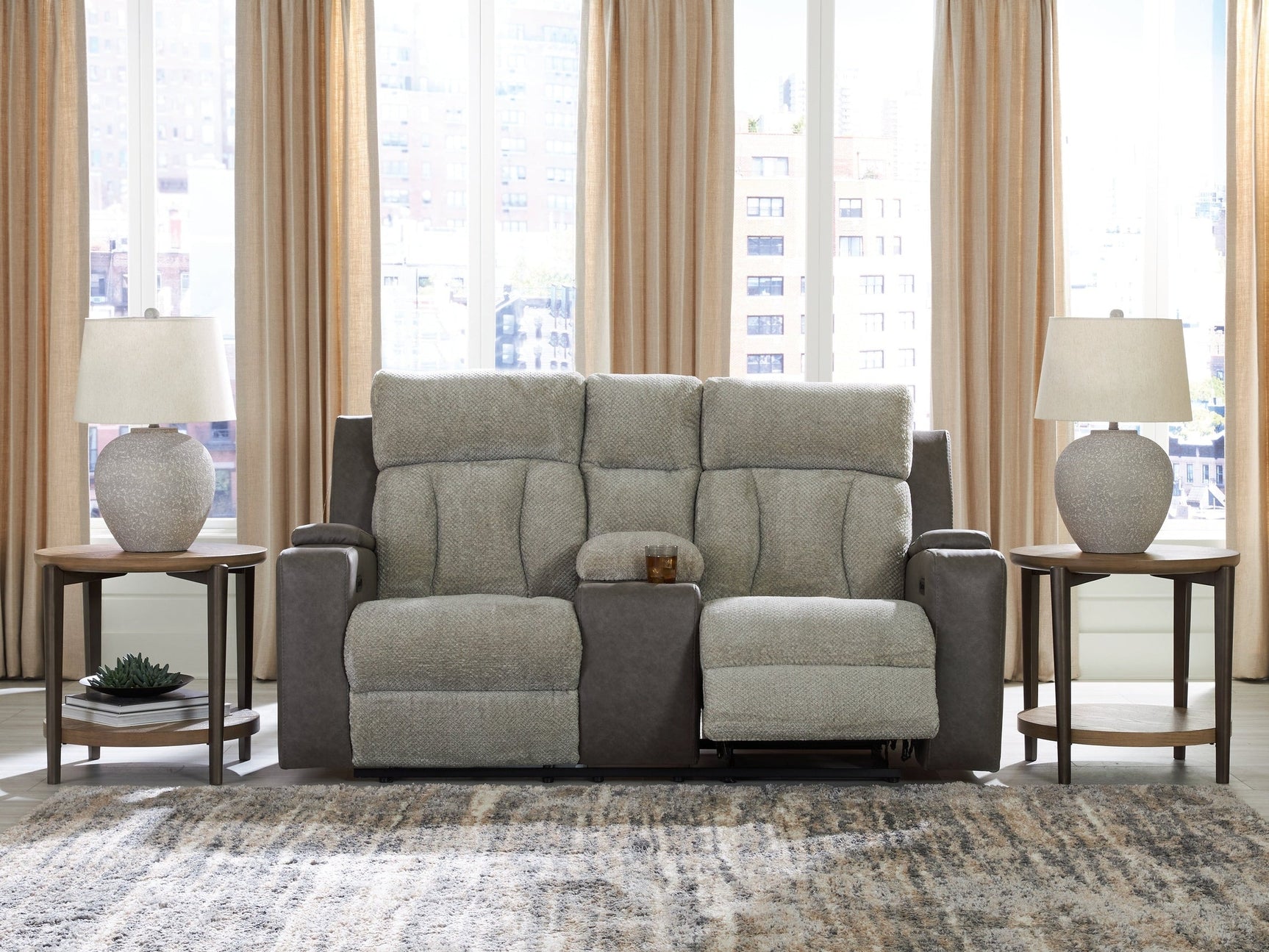 WhipLash Sisal Power Reclining Loveseat w/Console (Online Special Price) - Ornate Home