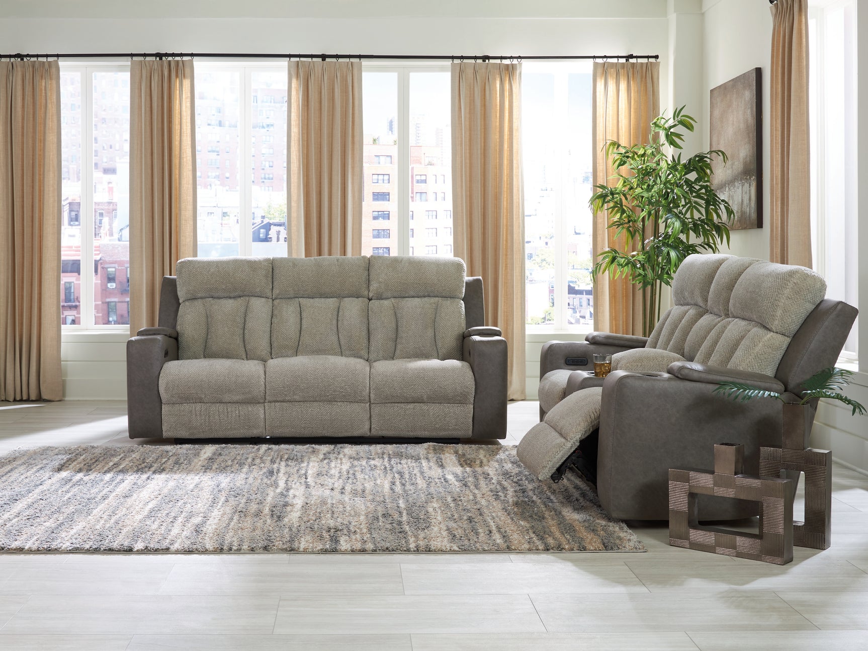 WhipLash Sisal Power Reclining Sofa and Loveseat (Online Special Price) - Ornate Home