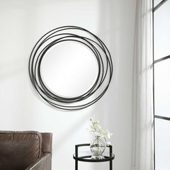 Whirlwind Black Round Mirror - Ornate Home