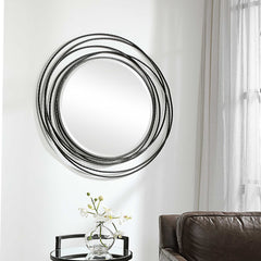 Whirlwind Black Round Mirror - Ornate Home