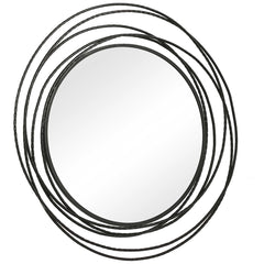 Whirlwind Black Round Mirror - Ornate Home