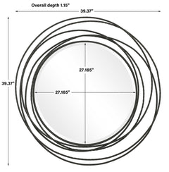 Whirlwind Black Round Mirror - Ornate Home