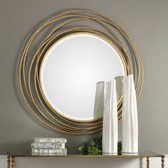 Whirlwind Gold Round Mirror - Ornate Home