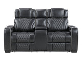 Whiselle Black Power Double Reclining Loveseat - Ornate Home