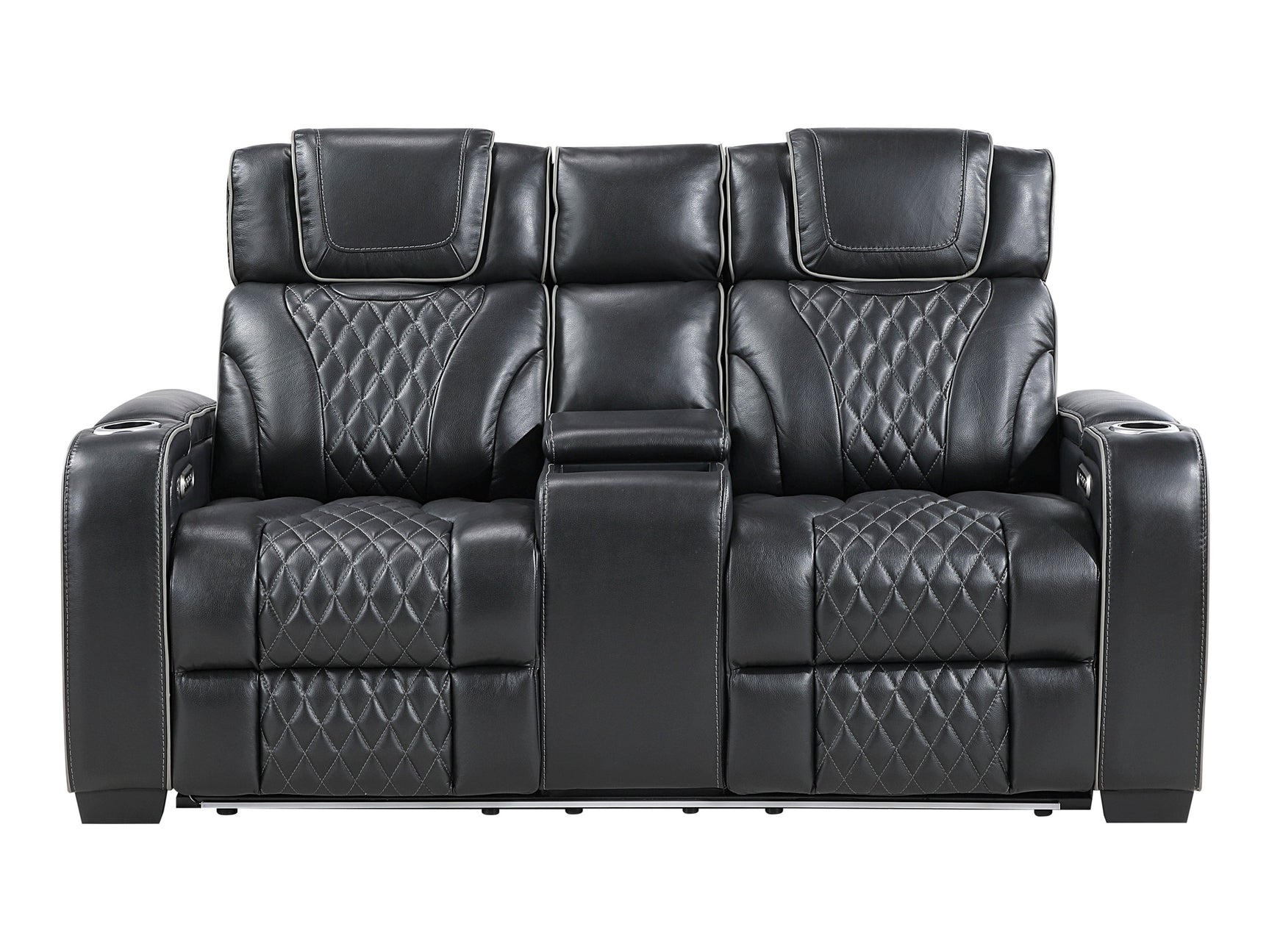 Whiselle Black Power Double Reclining Loveseat - Ornate Home