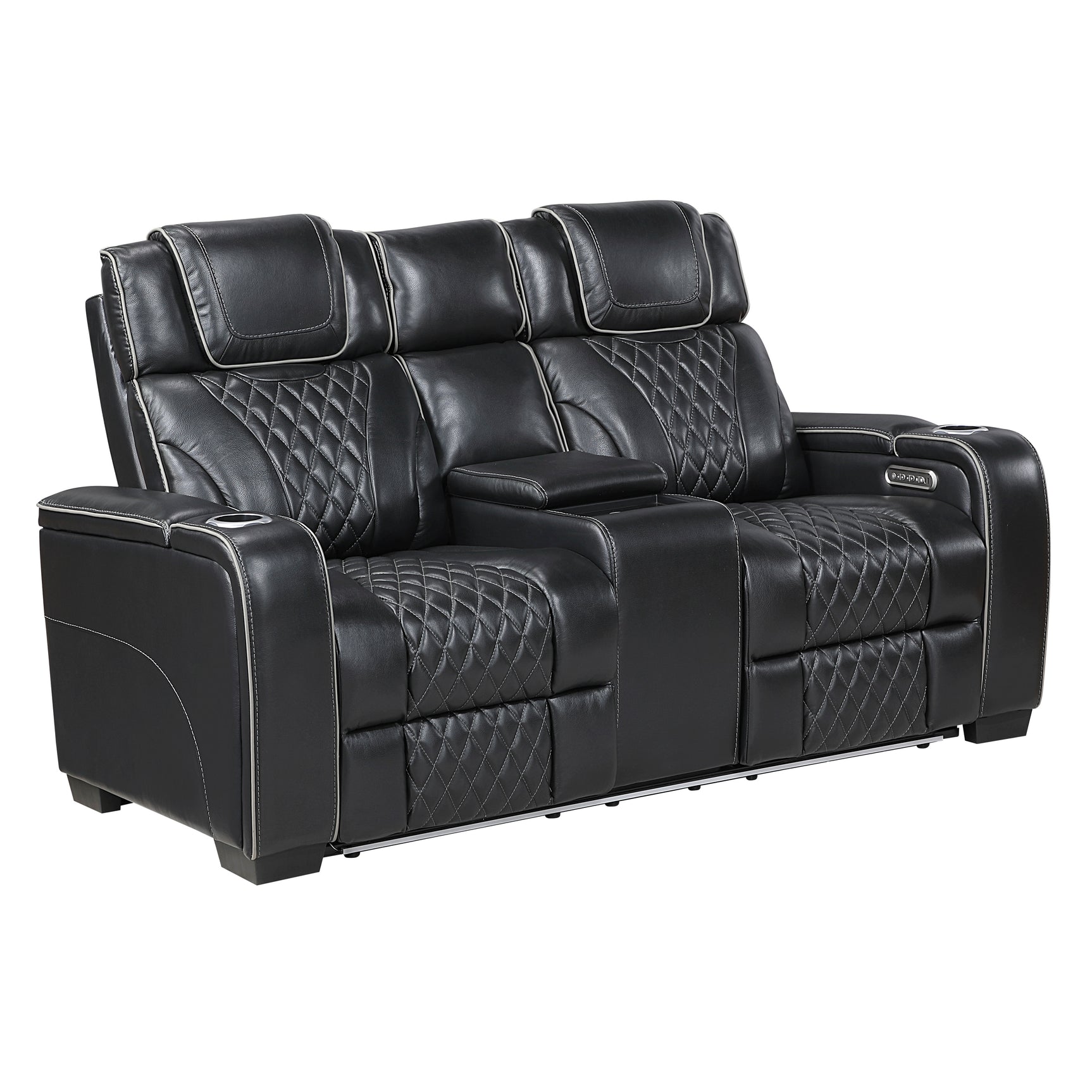 Whiselle Black Power Double Reclining Loveseat - Ornate Home