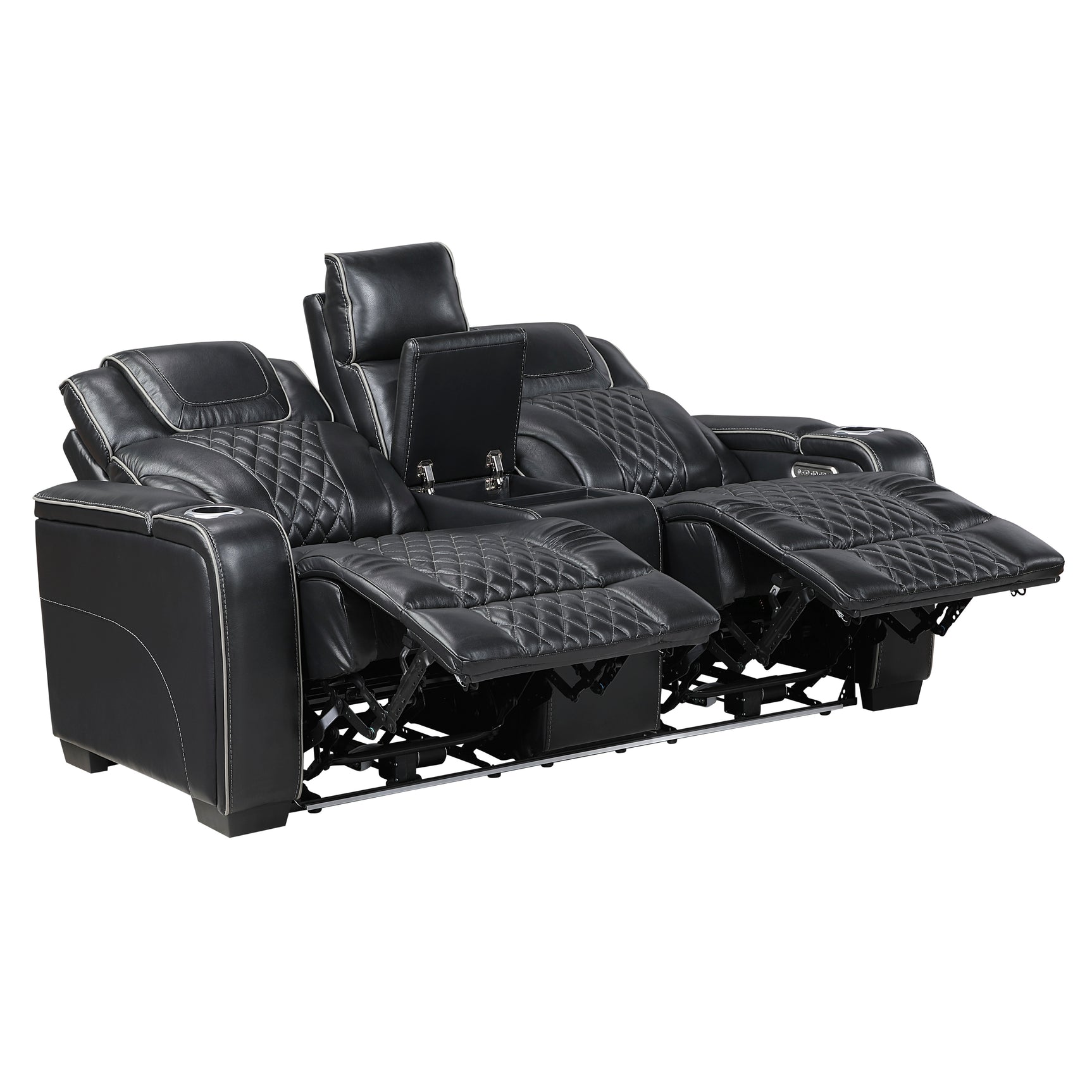 Whiselle Black Power Double Reclining Loveseat - Ornate Home