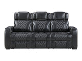 Whiselle Black Power Double Reclining Sofa - Ornate Home