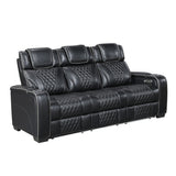 Whiselle Black Power Double Reclining Sofa - Ornate Home