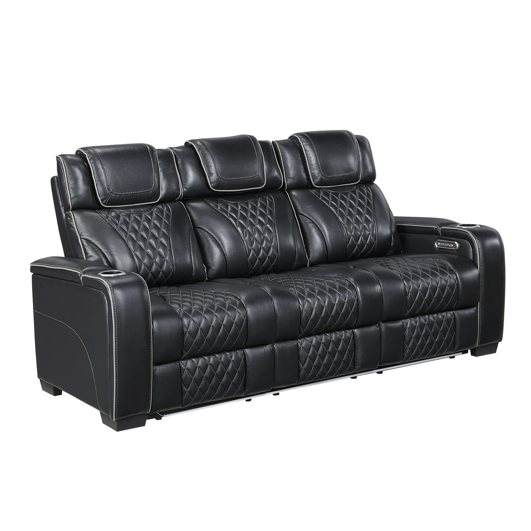 Whiselle Black Power Double Reclining Sofa - Ornate Home