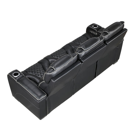 Whiselle Black Power Double Reclining Sofa - Ornate Home
