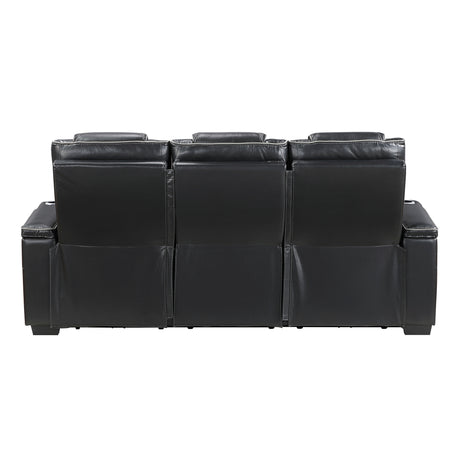 Whiselle Black Power Double Reclining Sofa - Ornate Home