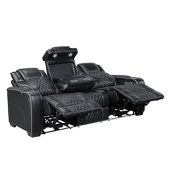 Whiselle Black Power Double Reclining Sofa - Ornate Home